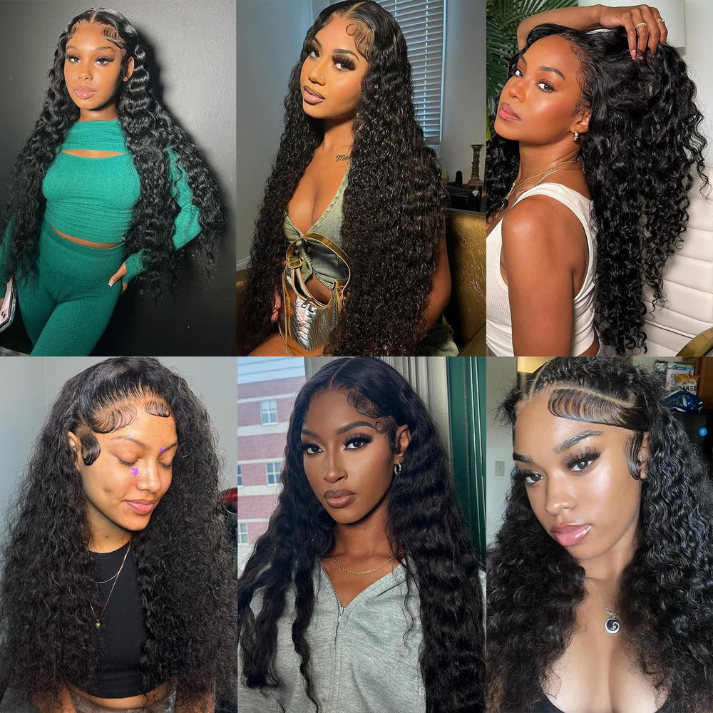 DaXunDi deep wave wig cap close-up highlighting glueless, adjustable fit