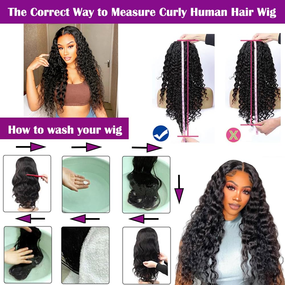 DaXunDi deep wave wig true-length measurement to ensure accurate sizing