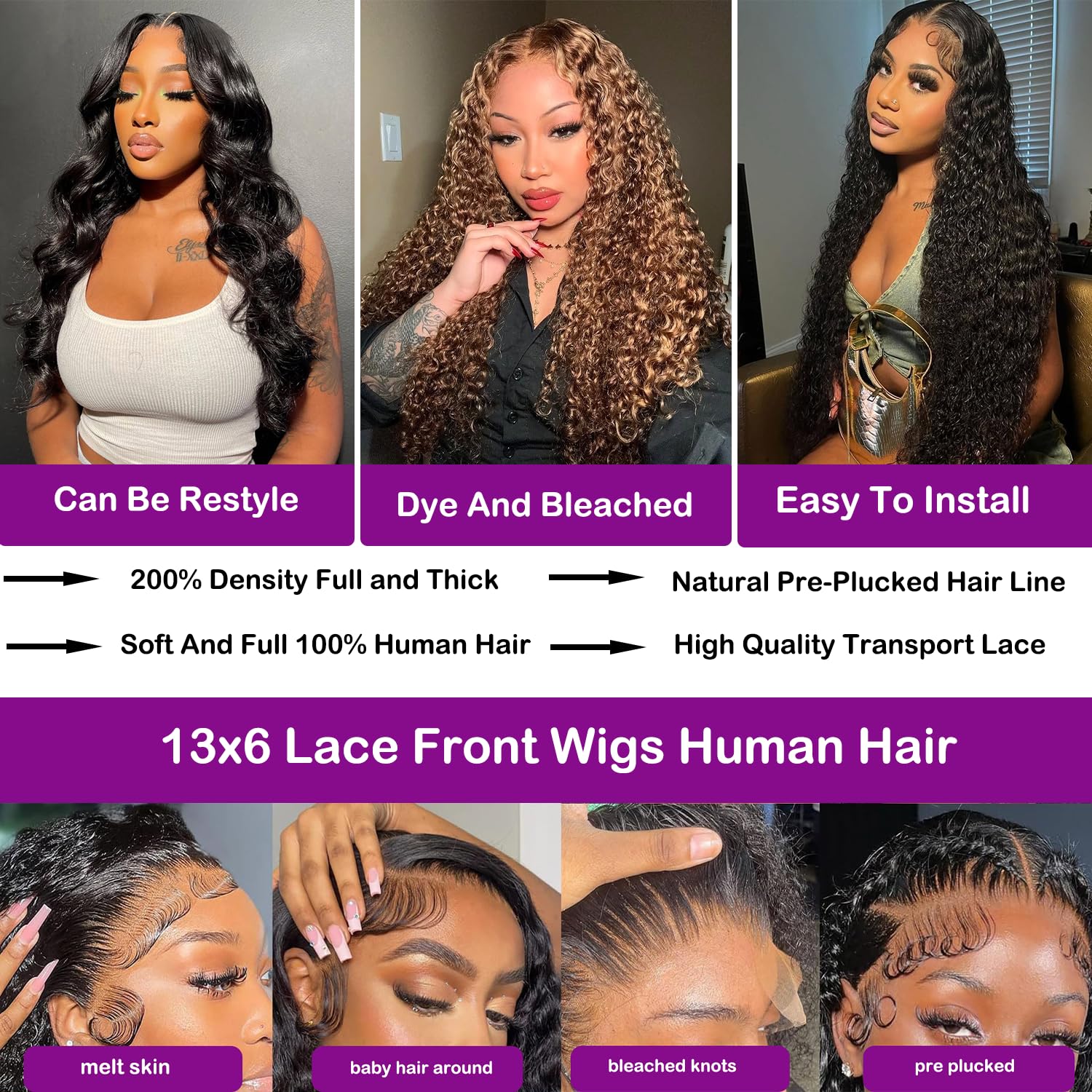 DaXunDi deep wave wig side-part styling option for versatile looks