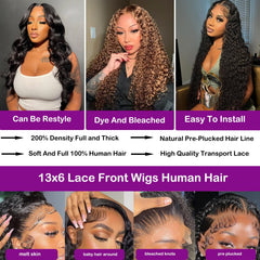DaXunDi deep wave wig side-part styling option for versatile looks