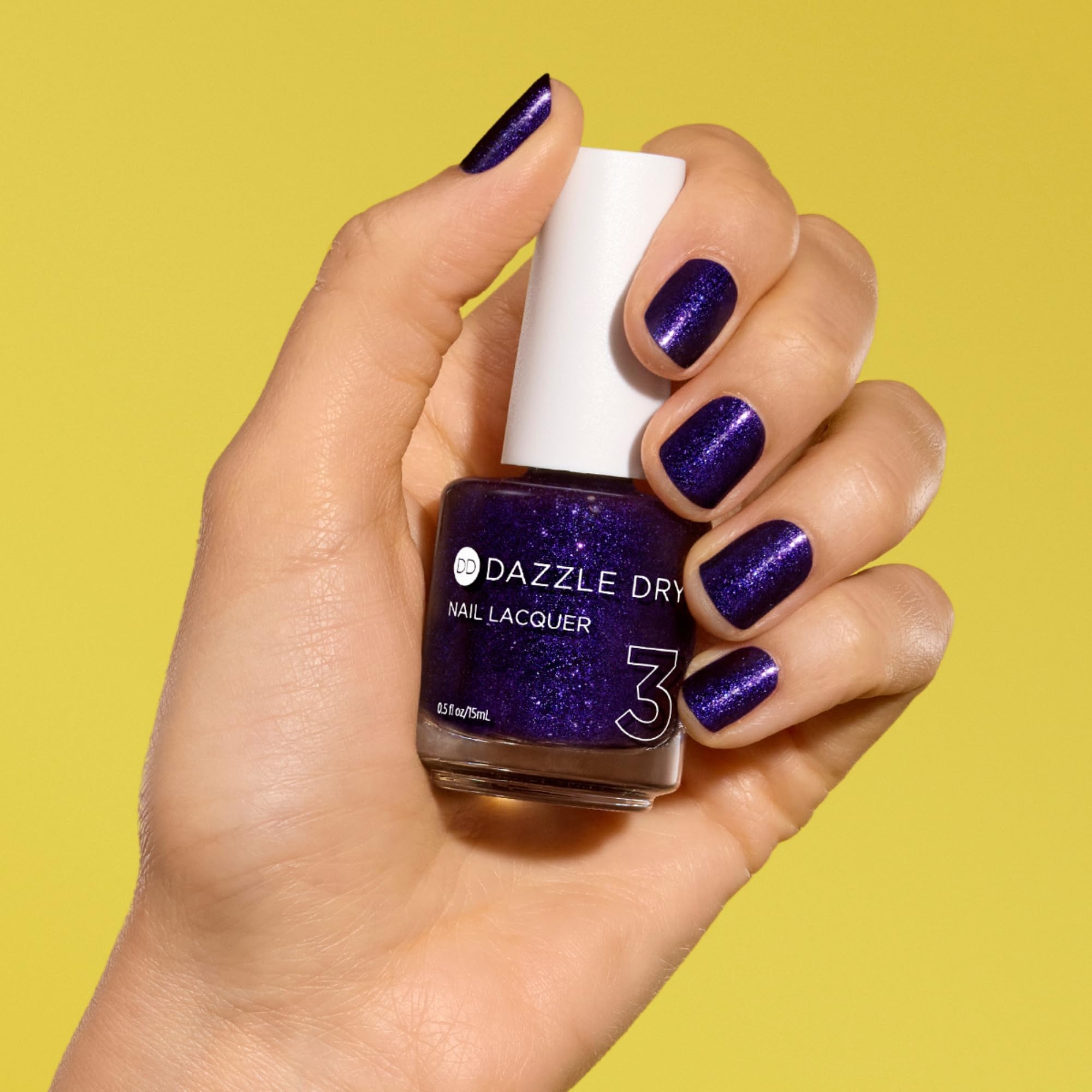 Dazzle Dry Fast Lane full-nail application on swatch nail for seamless shine.