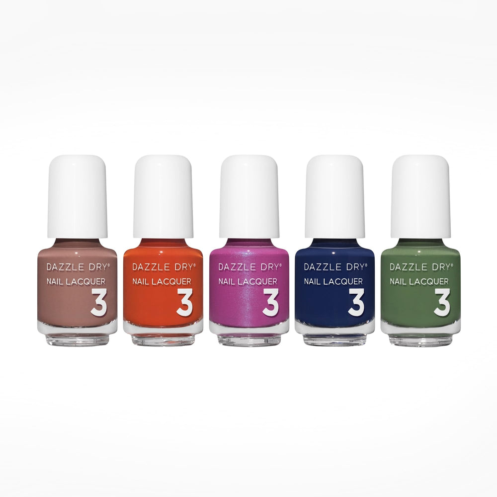 Dazzle Dry Lodge Life mini flight pack for fast, chip-free at-home manicures.