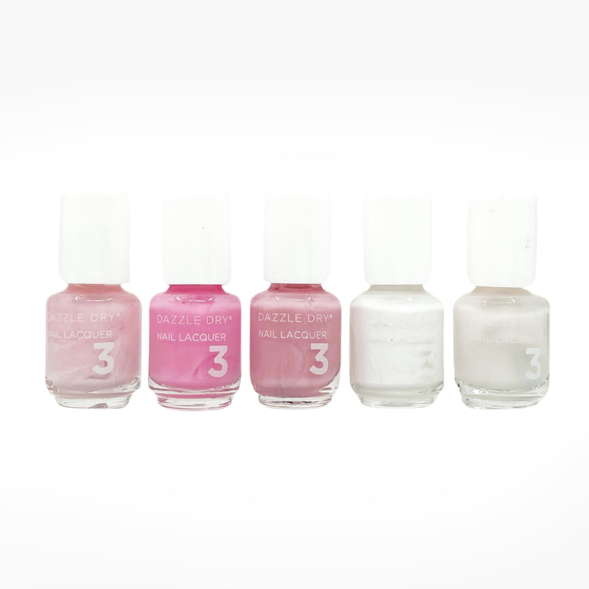 Dazzle Dry Mini Flight French manicure set with five mini lacquers for at-home salon-quality wear.