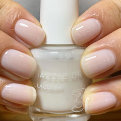 Dazzle Dry Nail Lacquer Step 3 swatch reveals translucent milky tone