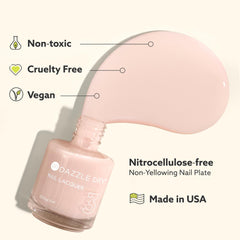 Dazzle Dry Nail Lacquer Step3 bottle closeup pale nude shows shade preview and finish.
