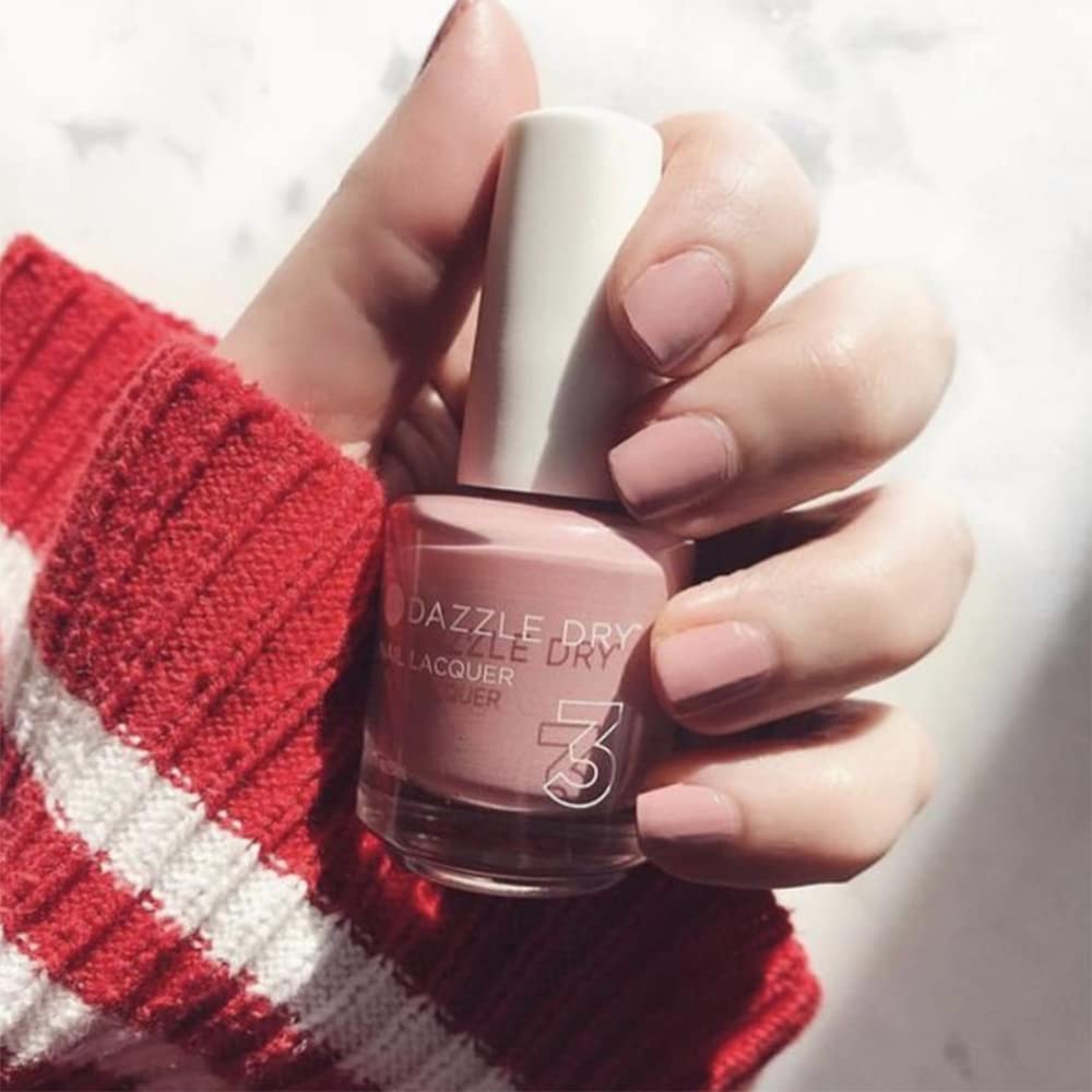 Dazzle Dry Nail Lacquer Step 3 Strawberry Macaron brush demonstrates precise, smooth application.