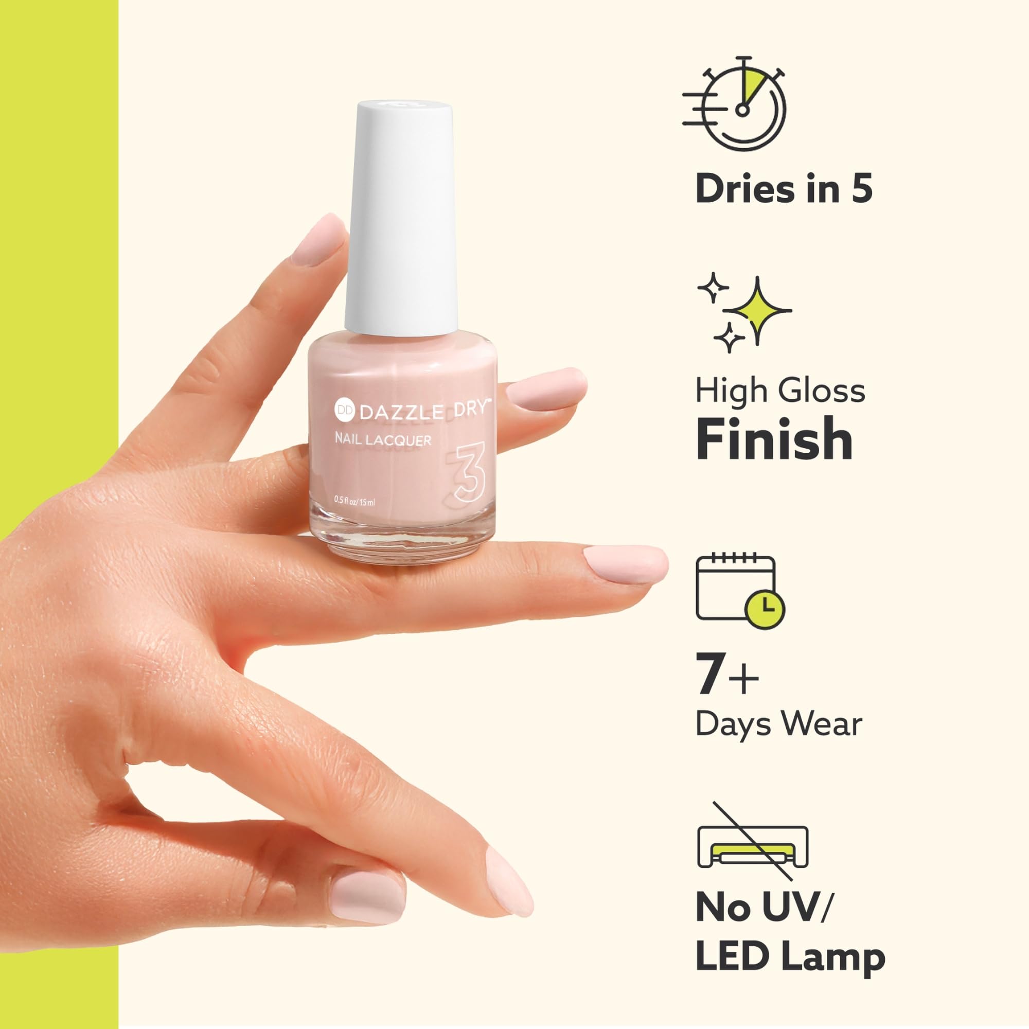 Dazzle Dry Peacefully Me finish-closeup highlights glossy natural look
