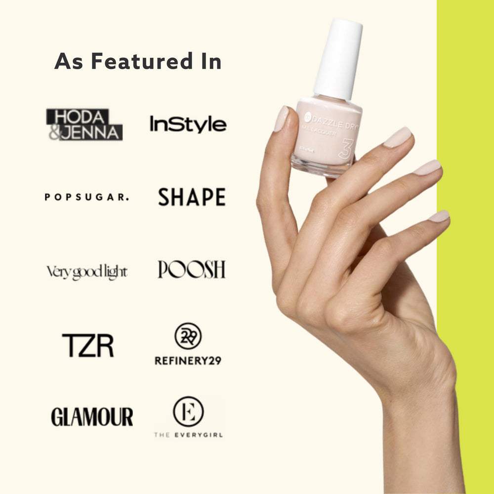 Dazzle Dry Peacefully Me manicure-setup suggests effortless at-home routine