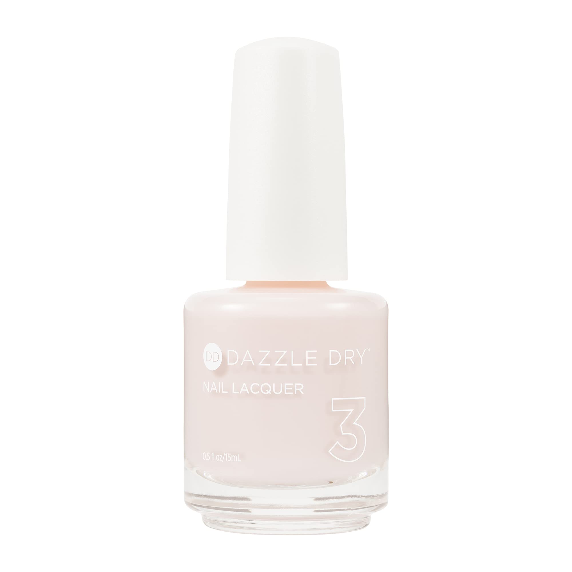 Dazzle Dry Touch of Love bottle close-up showing semi-sheer pink finish for natural nails.