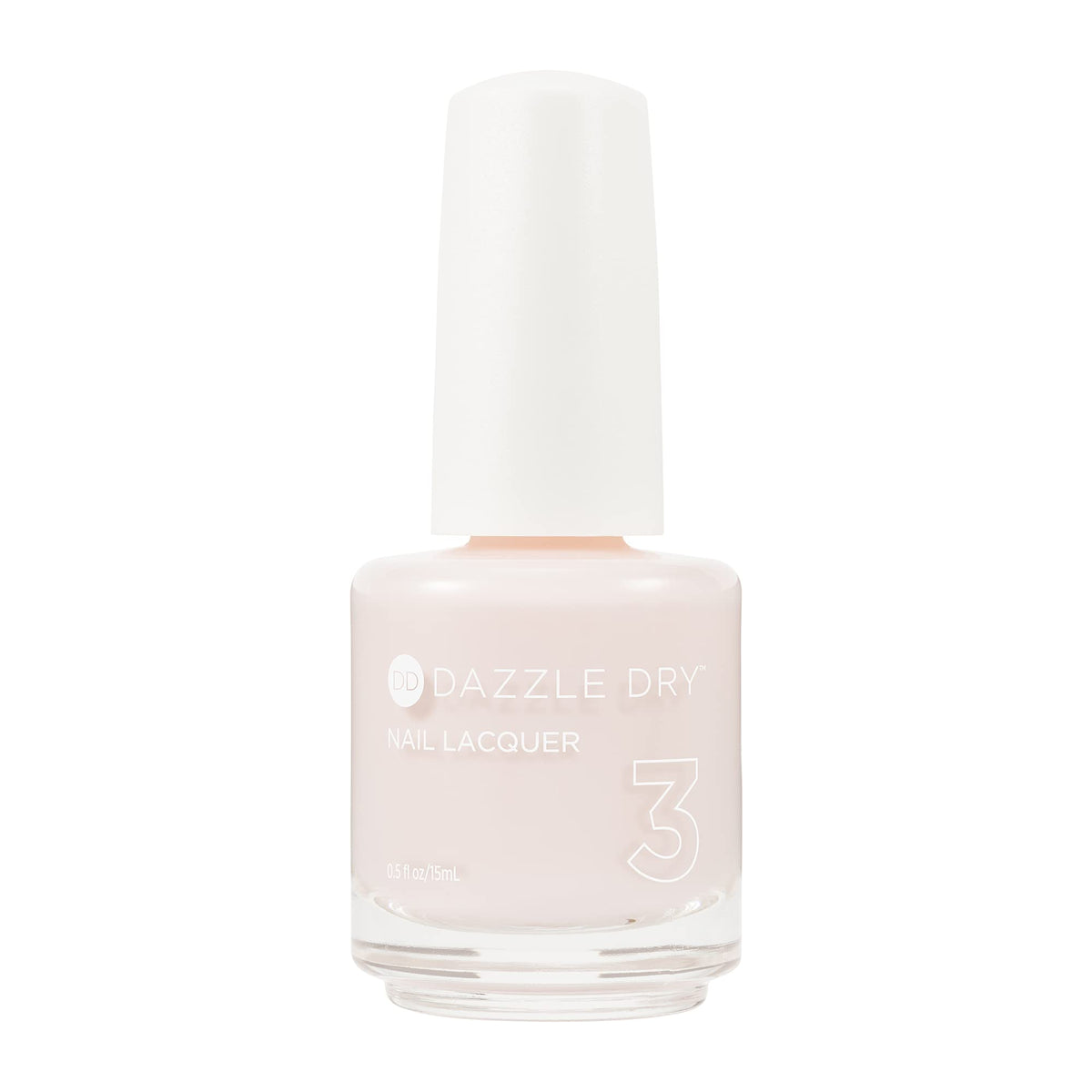 Dazzle Dry Touch of Love bottle close-up showing semi-sheer pink finish for natural nails.