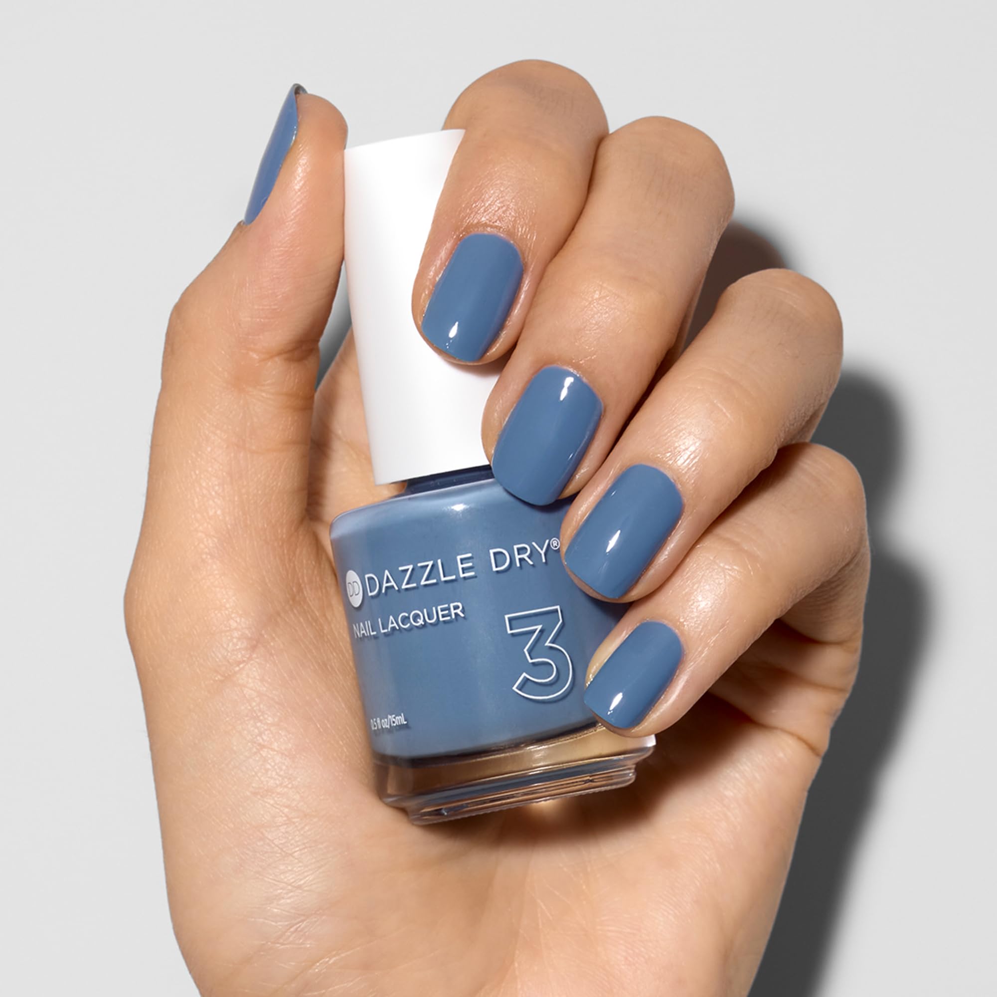 Dazzle Dry four-step system packaging illustrates complete home manicure routine.