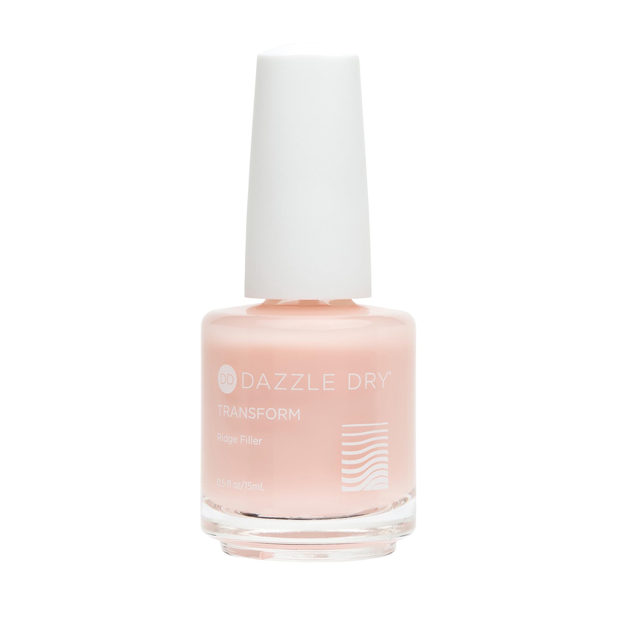 Dazzle Dry Transform Ridge Filler bottle closeup for a smooth base.