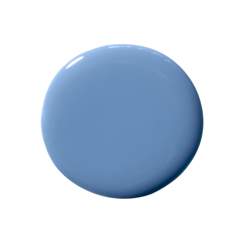 Dazzle Dry Varsity Blues brush-stroke swatch shows smooth denim tone.