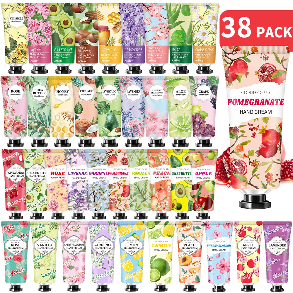 DBEAUTYM 38-pack hand creams assortment with rose and lavender for daily moisture.
