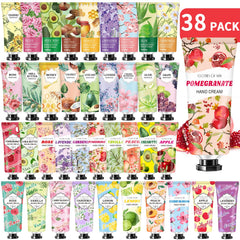 DBEAUTYM 38-pack hand creams assortment with rose and lavender for daily moisture.