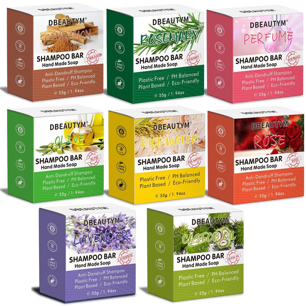 DBEAUTYM 8-pack shampoo bar variety pack provides mood-based scent options for everyday hair care.