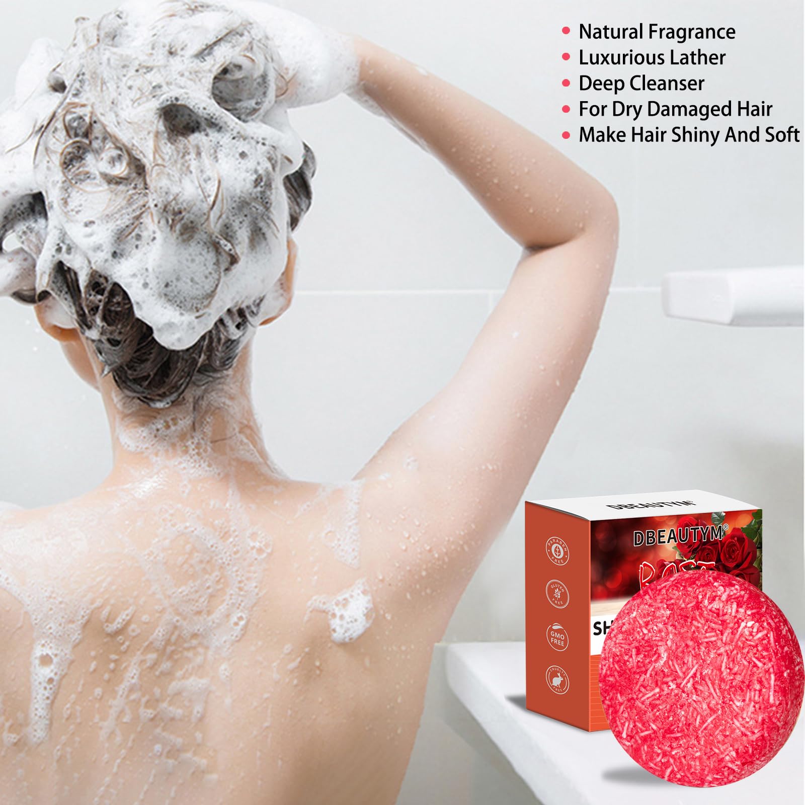 DBEAUTYM rose shampoo bar with soft aroma for daily refresh.