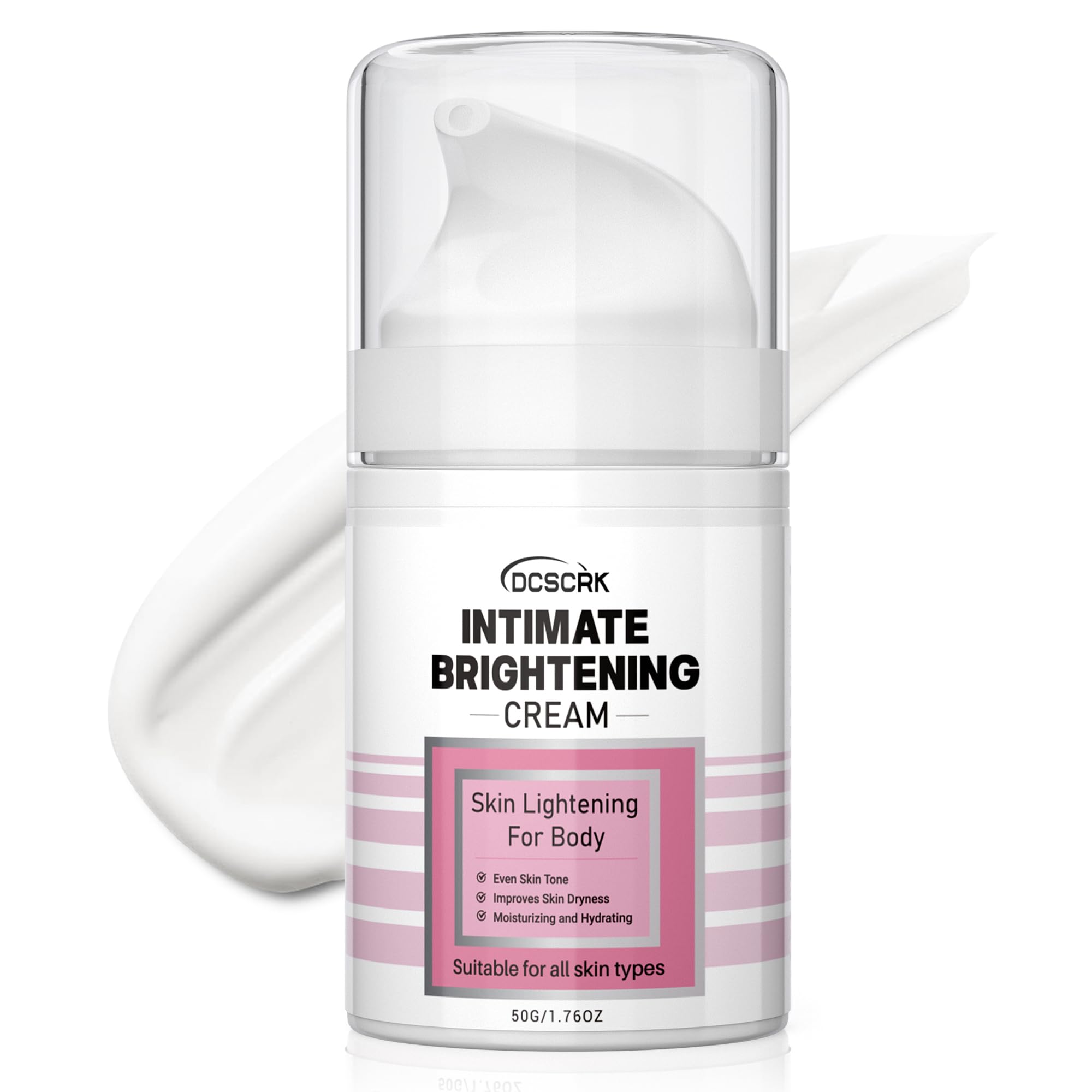 DCSCRK Skin Lightening Cream packaging close-up emphasizing gentle hydration for sensitive skin.