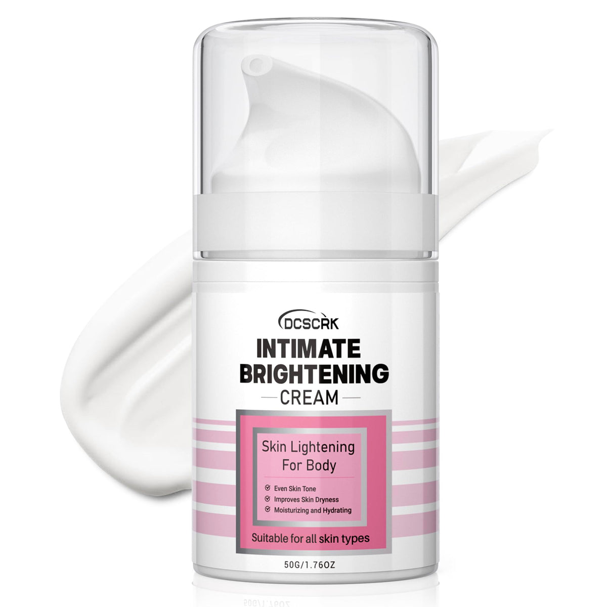 DCSCRK Skin Lightening Cream packaging close-up emphasizing gentle hydration for sensitive skin.