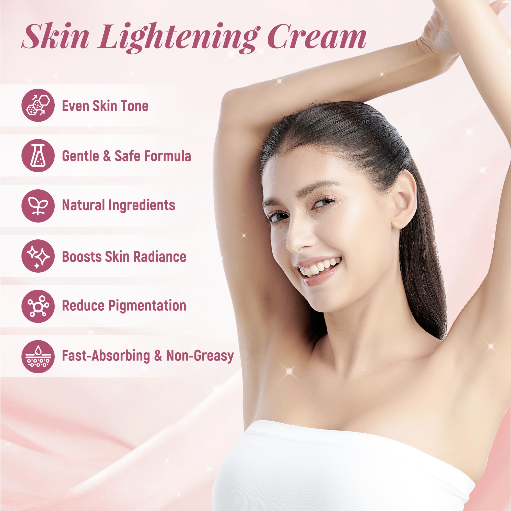 DCSCRK Skin Lightening Cream underarm application showing safe use and moisture.