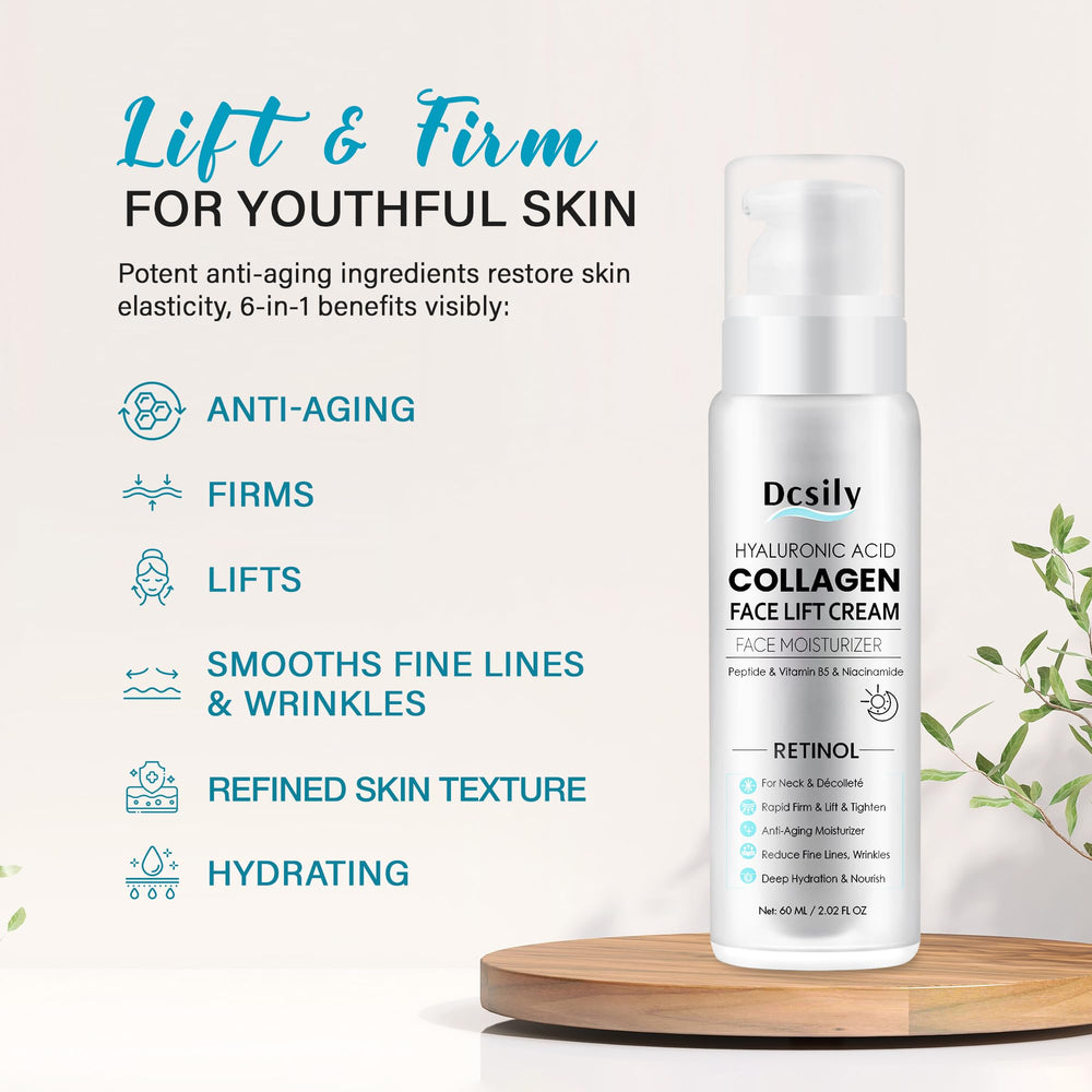 Dcsily Tighten and Lift Neck Cream jar texture shows rich hydration in a lightweight cream