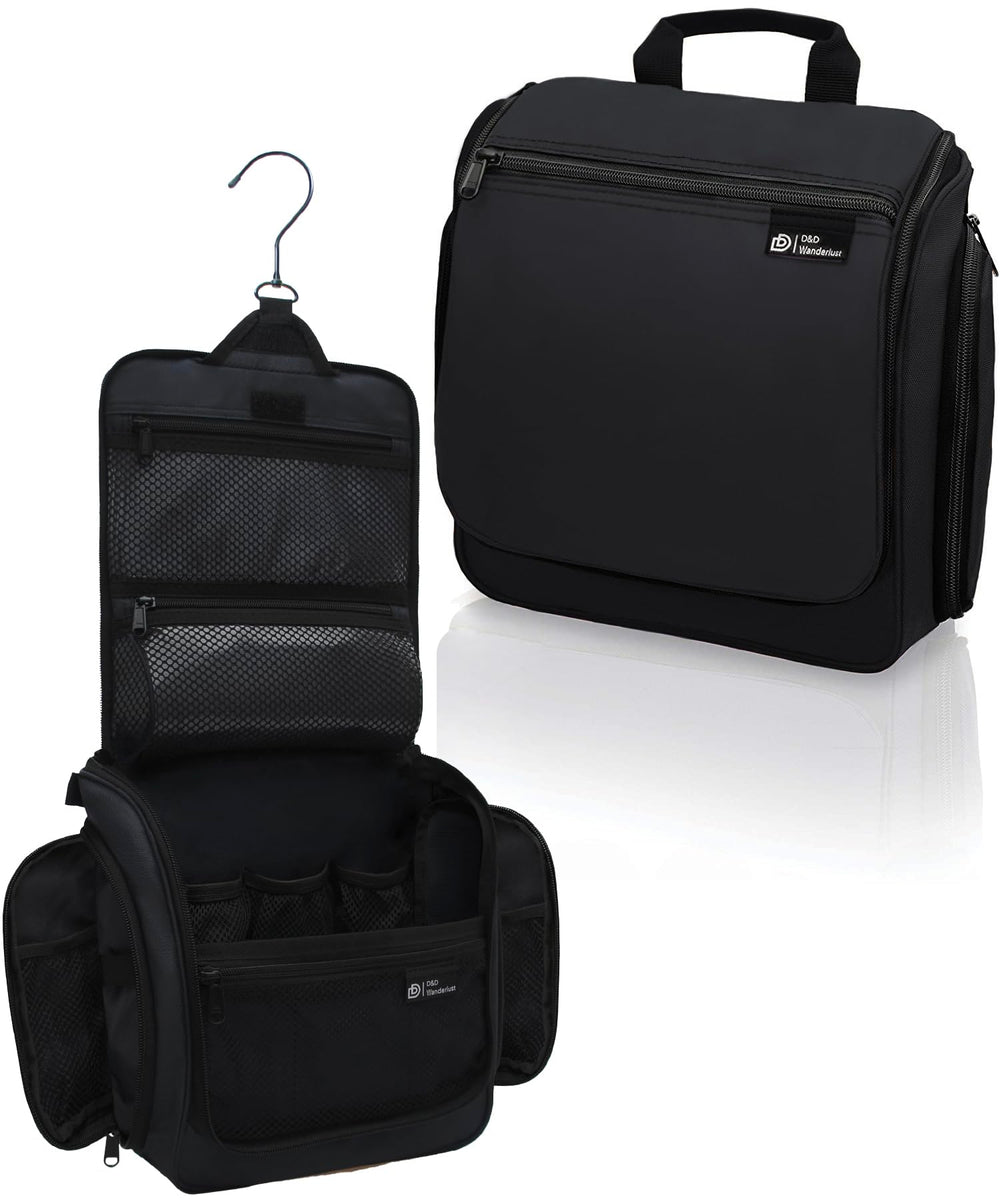 DD D&D Wanderlust hanging toiletry bag open compartments for easy travel access