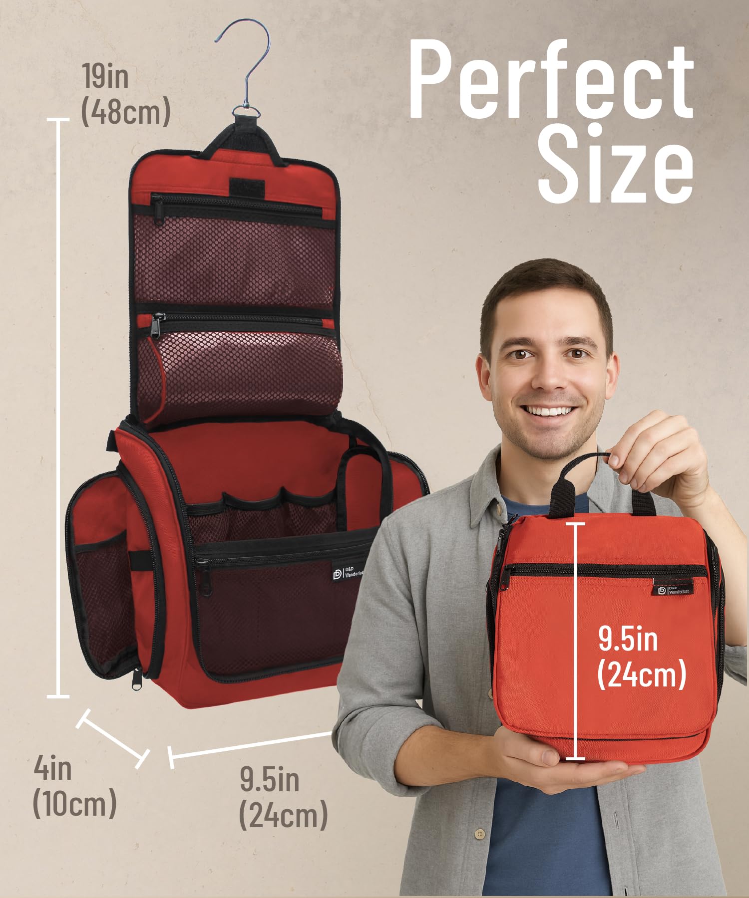 DD D&D Wanderlust bag with XL swivel hook enables easy hanging anywhere.