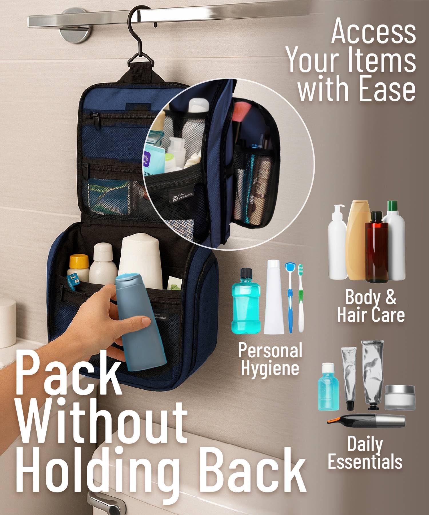 DD D&D Wanderlust bag XL metal swivel hook for versatile hanging anywhere.