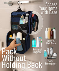 DD D&D Wanderlust hanging toiletry bag shows water-resistant nylon protecting items during travel.