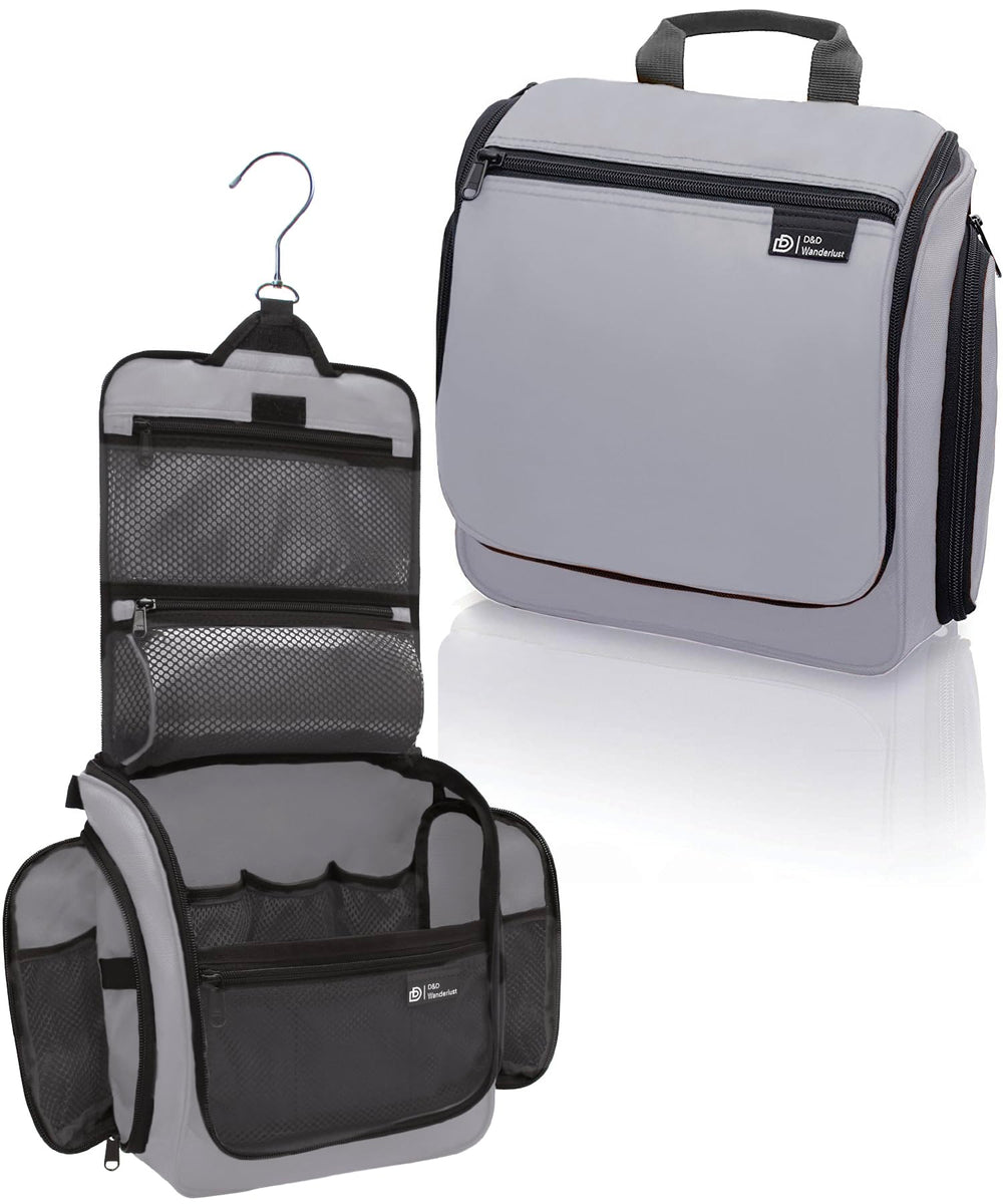 DD D&D Wanderlust toiletry bag hanging-hook shows convenient storage on travel