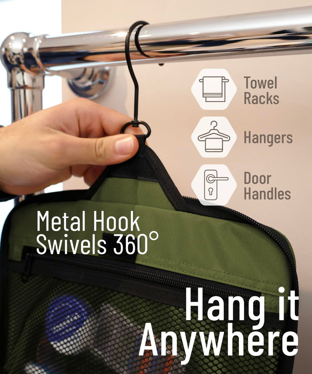 DD D&D Wanderlust water-resistant nylon protects toiletries during travel mishaps.