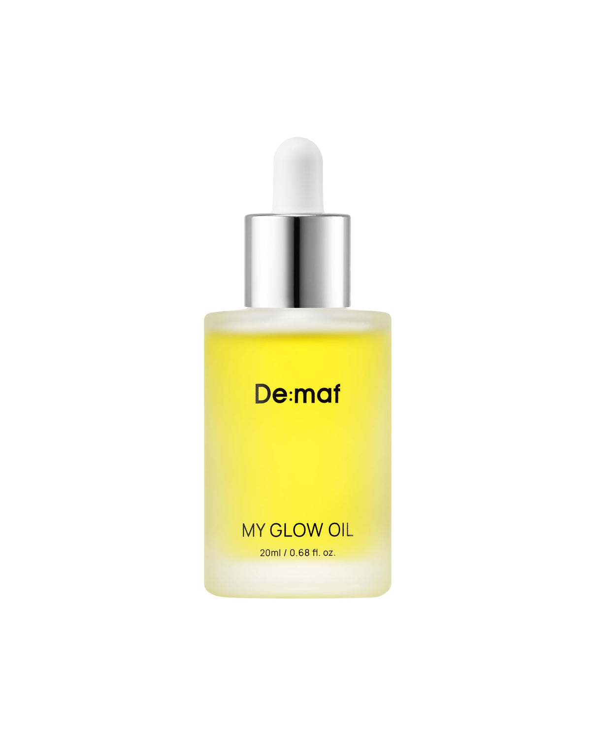 De:maf My Glow Oil bottle shows a lightweight facial oil for sensitive and oily skin.