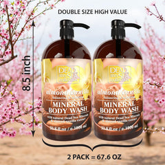 Dead Sea Collection Almond Vanilla Body Wash label close-up mentioning paraben-free formula