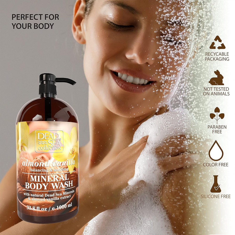 Dead Sea Collection Almond Vanilla two-bottle pack shown for shared households