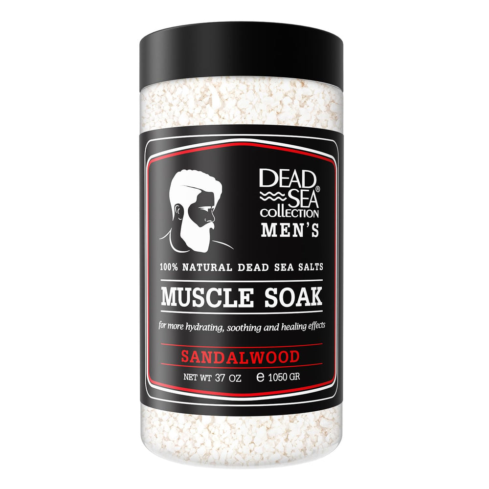 Dead Sea Collection bath salts sandalwood oil bottle for post-workout calm.