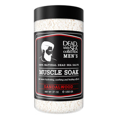 Dead Sea Collection bath salts sandalwood oil bottle for post-workout calm.