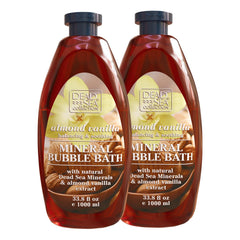 Dead Sea Collection bubble bath almond vanilla bottle—unisex spa-like soak for hydration