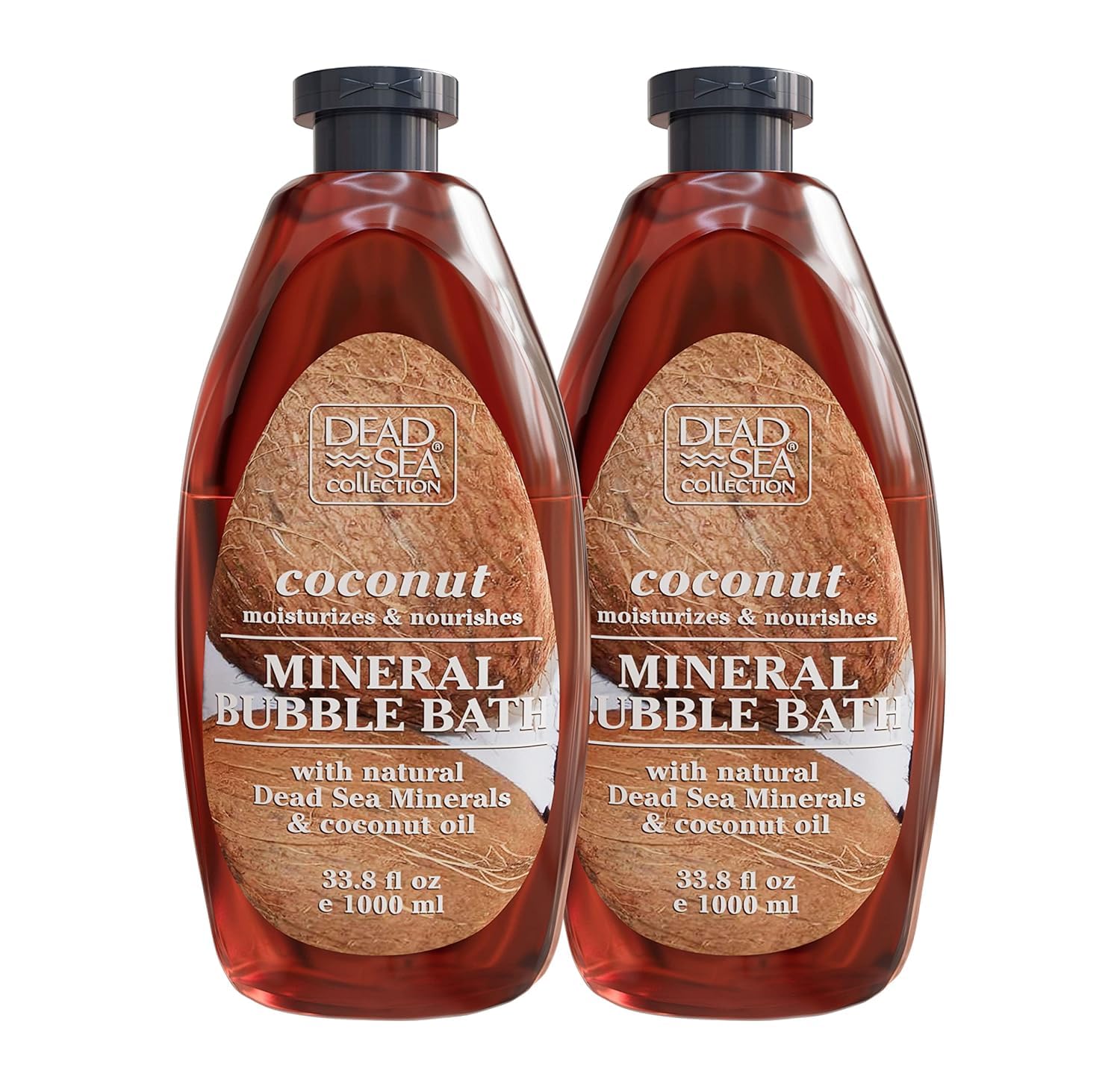 Dead Sea Collection coconut bubble bath bottle with rich foam for spa-like cleansing.
