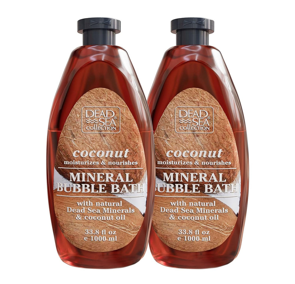 Dead Sea Collection coconut bubble bath bottle with rich foam for spa-like cleansing.