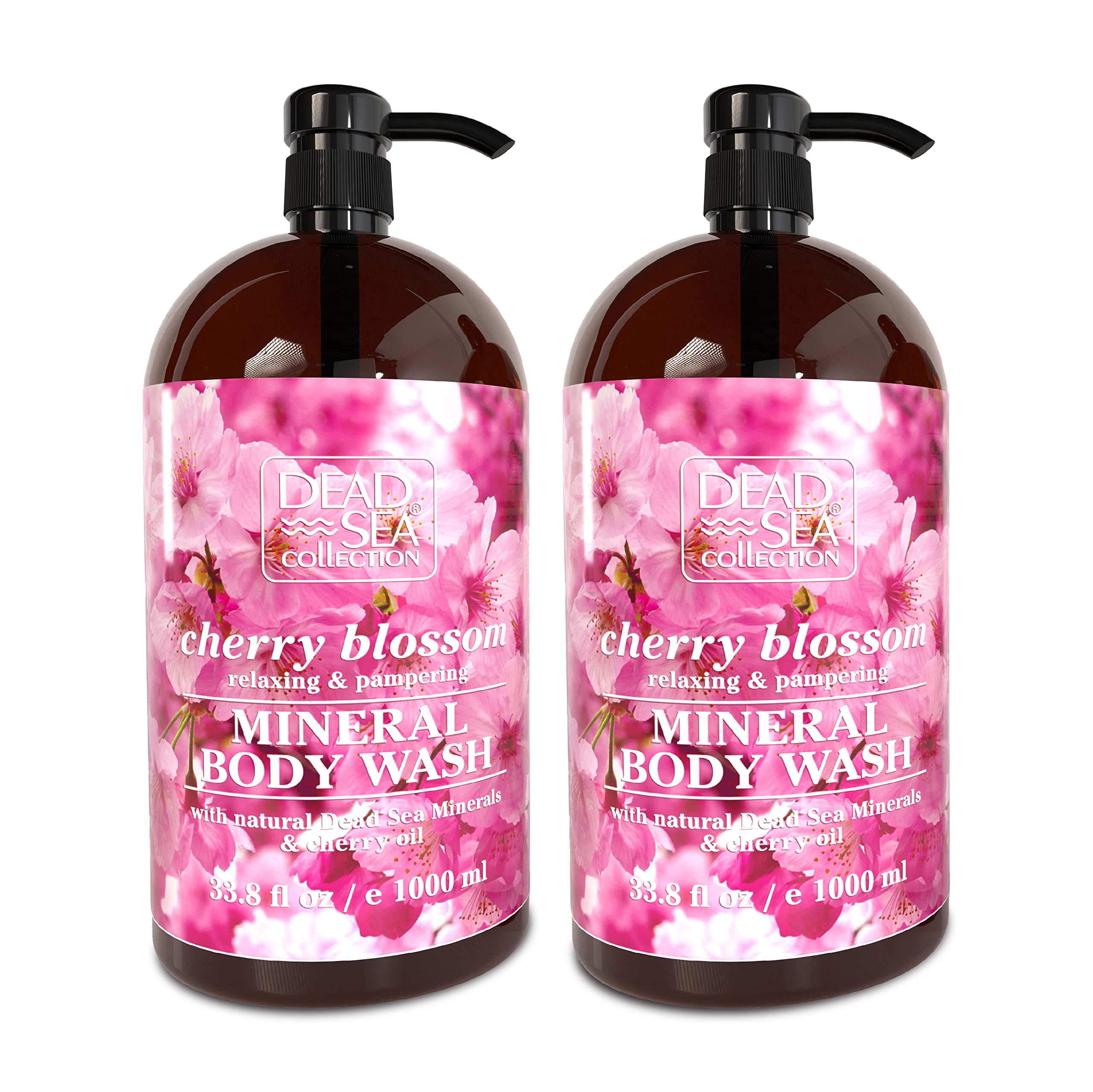 Dead Sea Collection Cherry Body Wash bottle front showing rich lather for hydrated skin