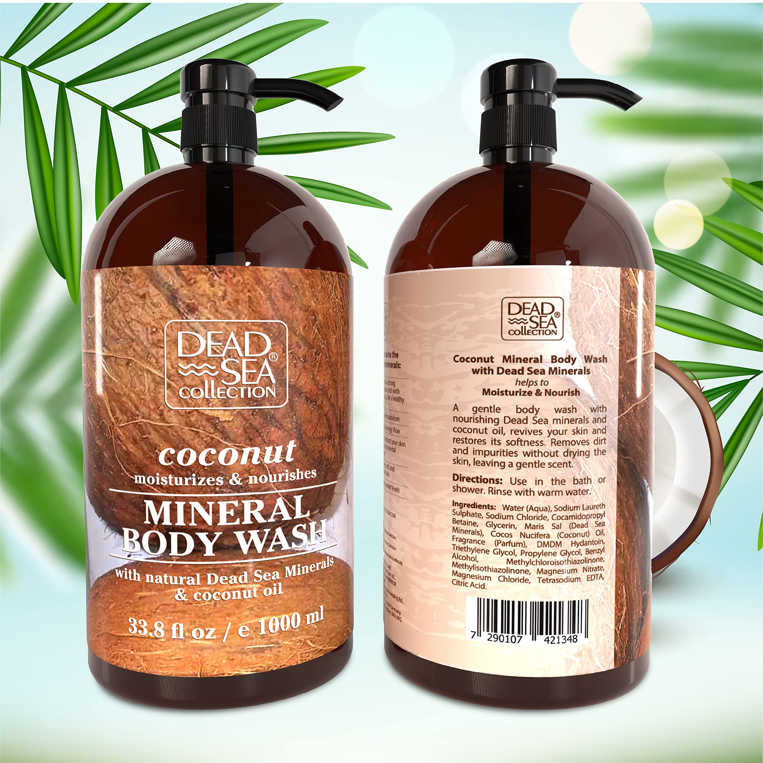 Dead Sea Collection Coconut Body Wash family-size bottles for shared use
