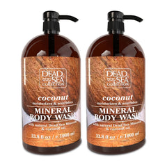 Dead Sea Collection Coconut Body Wash pack setup with two pumps for easy use