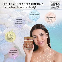 Dead Sea Collection Coconut Salt Scrub minerals closeup highlighting Dead Sea minerals for skin vitality