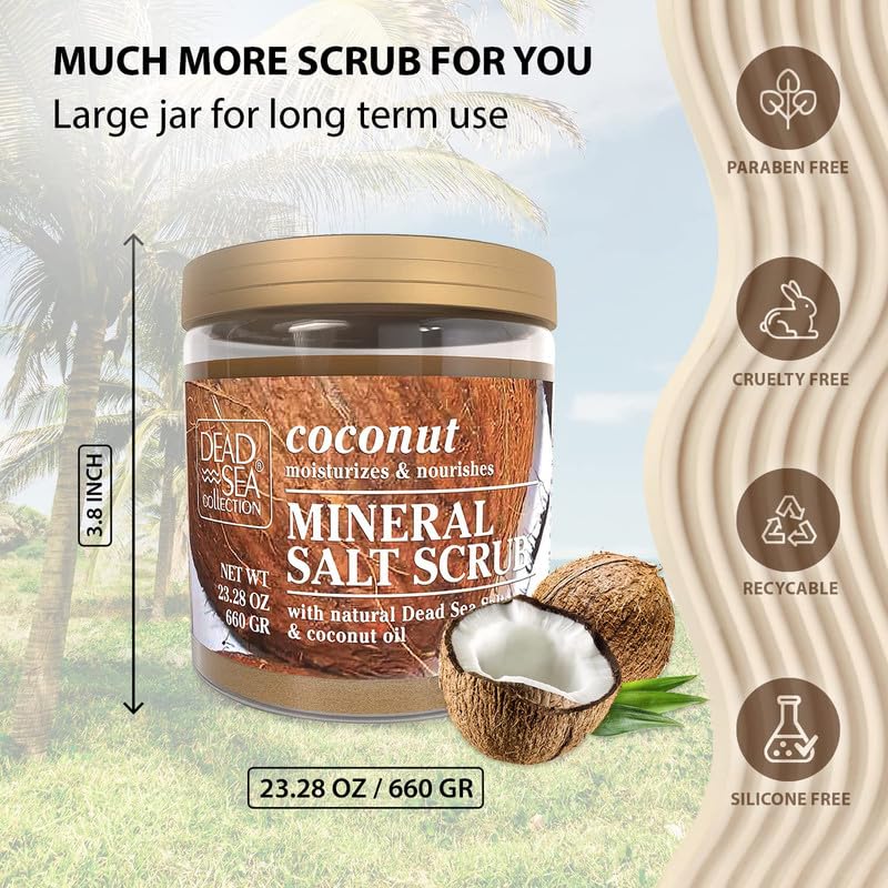 Dead Sea Collection Coconut Salt Scrub with wet skin for easy rinse and soft finish
