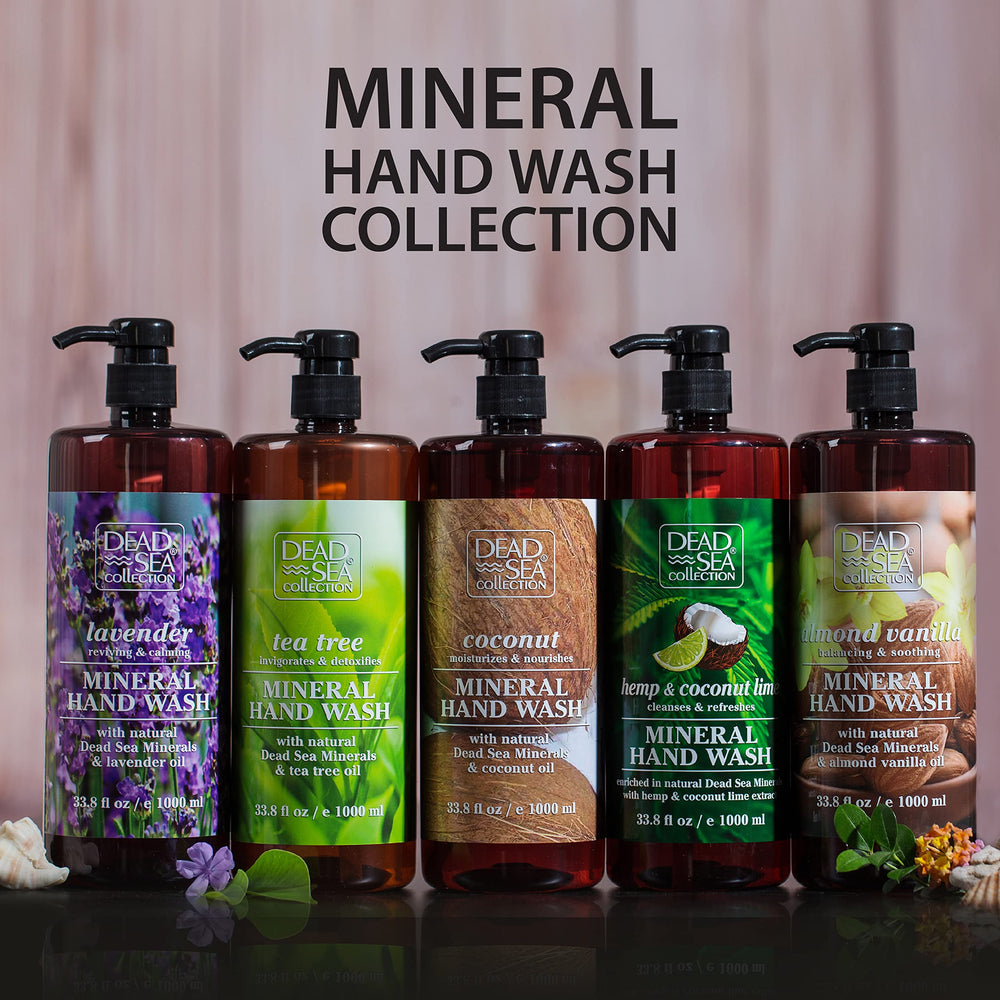 Dead Sea Collection hand soap coconut—ingredients highlight minerals and coconut oil for nourishing care.