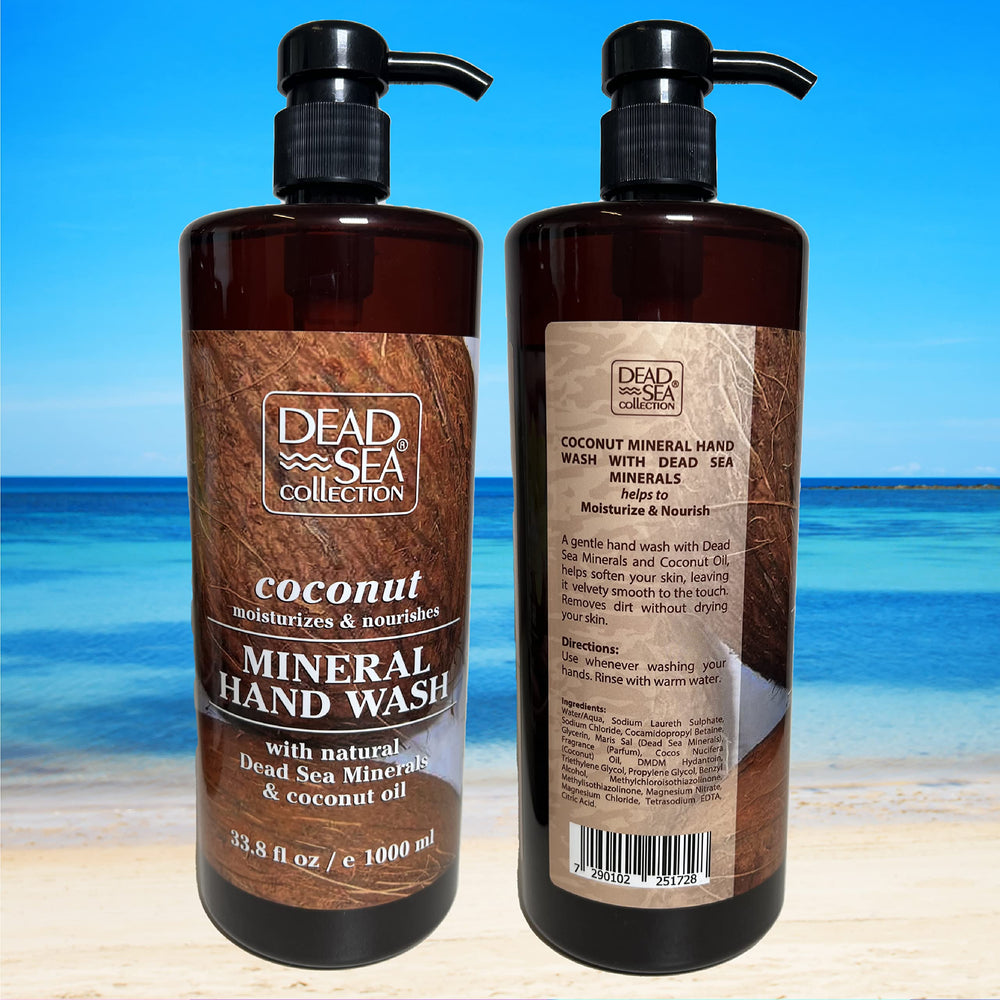 Dead Sea Collection hand soap coconut—two-pump set supports easy refills and measured use.
