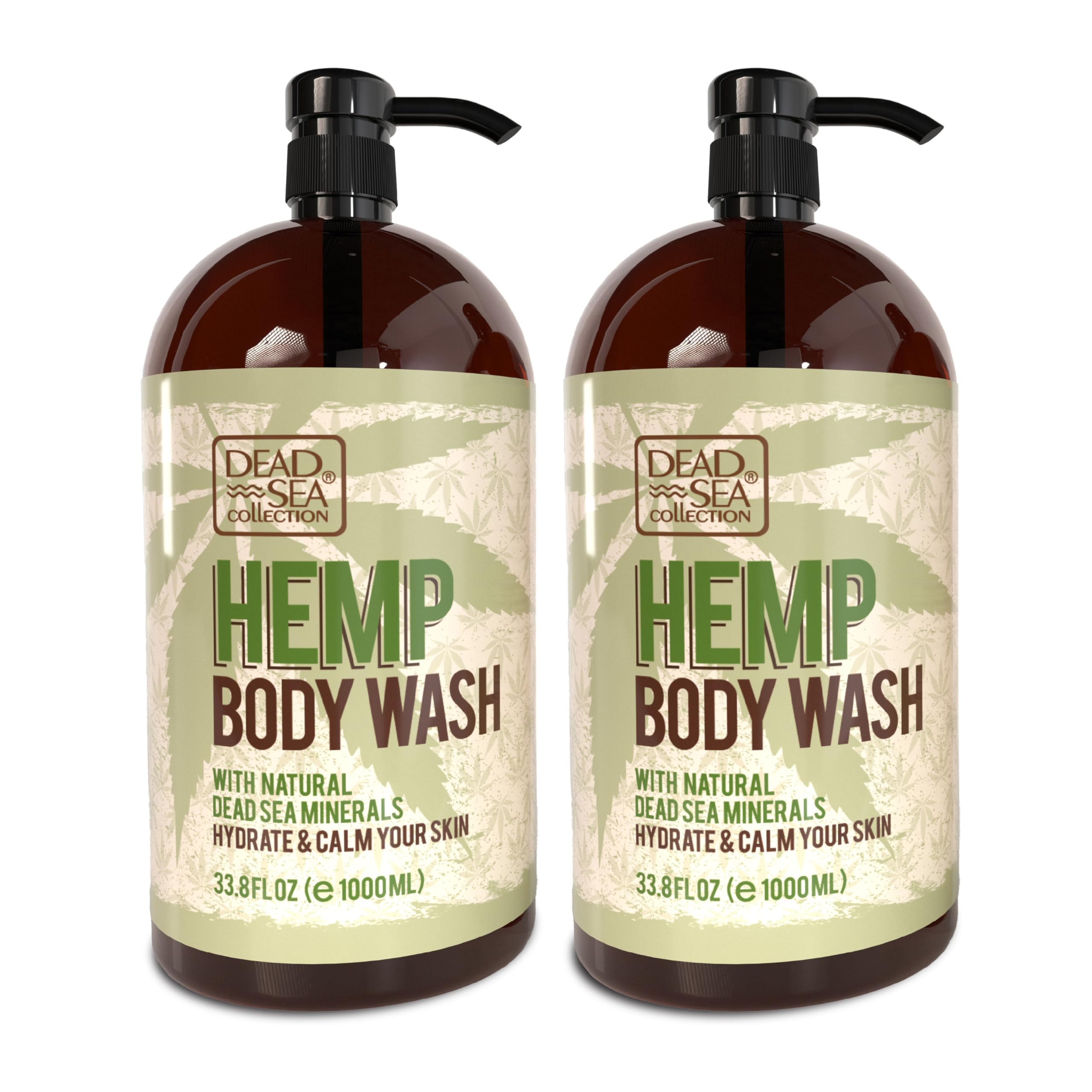 Dead Sea Collection Hemp Body Wash bottle demonstrates hydrating cleansing for all skin types