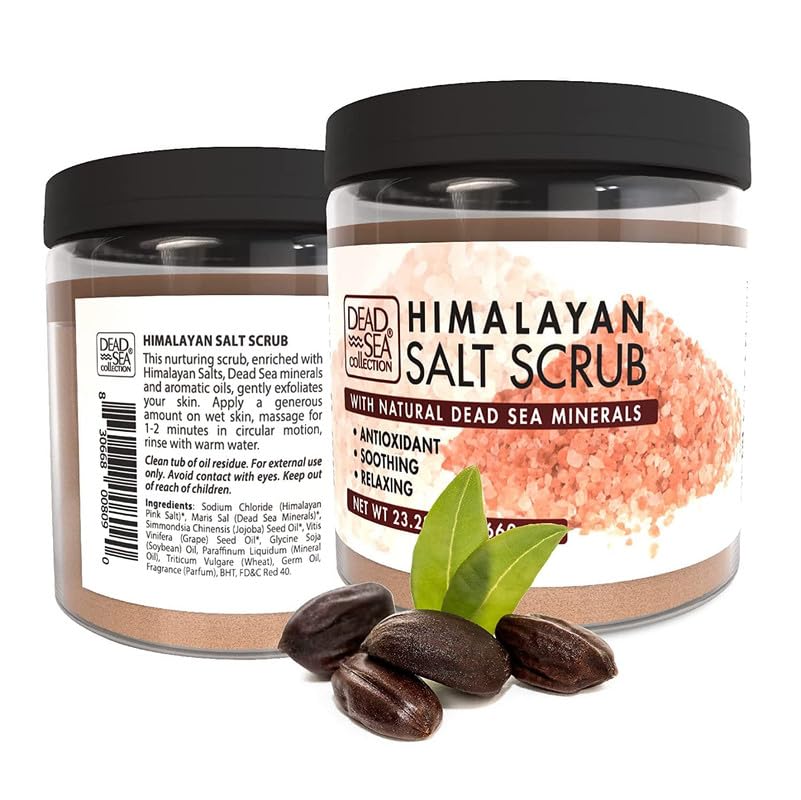 Dead Sea Collection Himalayan Salt Scrub recyclable packaging reinforces eco-conscious skincare.
