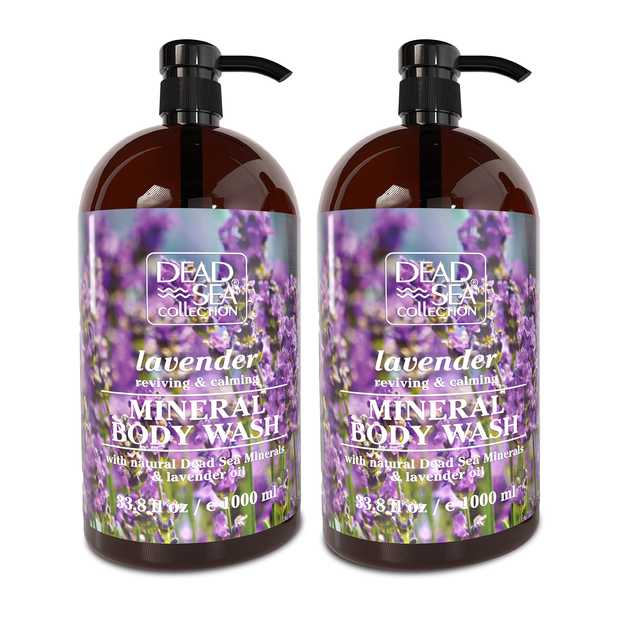 Dead Sea Collection Lavender Body Wash bottle front view with dual-pack for gentle cleansing