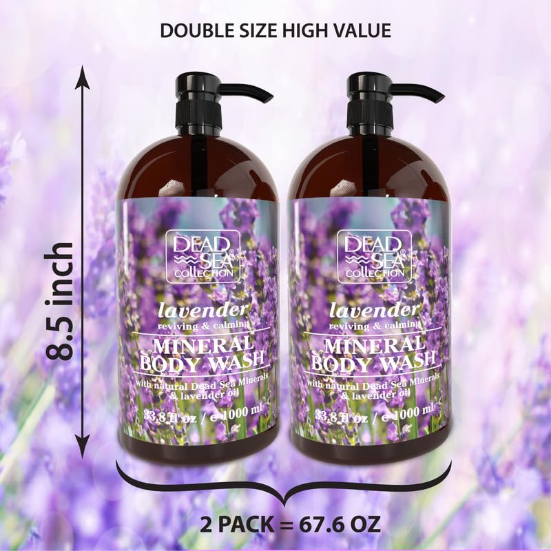 Dead Sea Collection Lavender Body Wash label details highlighting mineral-rich formula and lavender oil